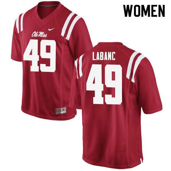 Ryan Labanc Ole Miss Rebels NCAA Women's Red #49 Stitched Limited College Football Jersey TWT5558TY